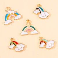 20pcs cute colorful rainbow cloud unicorn enamel charms pendant for jewelry making necklaces crafting drop earrings accessories