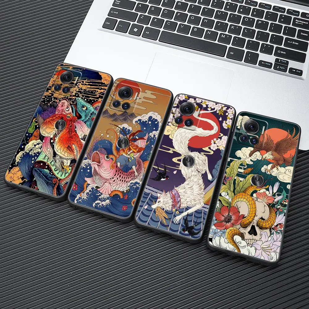 

Japan Ukiyo-e Style Art Cover Moto G22 Silicon Case For Motorola G32 G52 G72 G30 G60 G31 G71 G82 G8 G9 Power G200 5G Phone Case