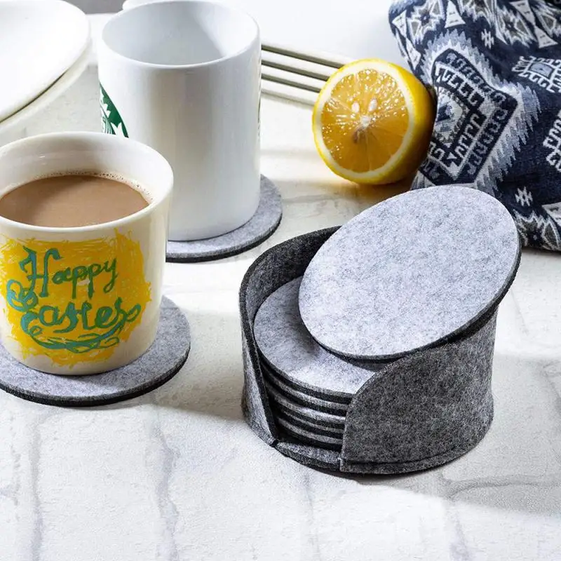 

Scratch Preventing Reusable Drink Coasters Round Felt Round Soft Absorbent Cup Mats Heat Insulation Felt Drink Cup Coaster Pads