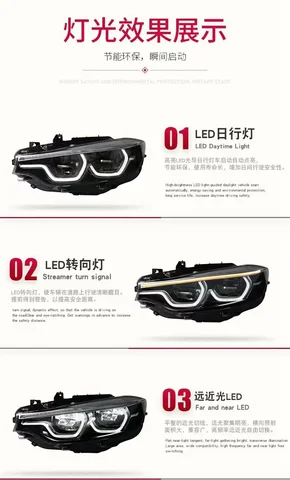 Подходит для светодиодных фар в сборе для BMW серии 4 2014-2019 M3 M4 F32 F80 F82 F33 F83 F36 Модифицированная фара GTS с ложкой DRL