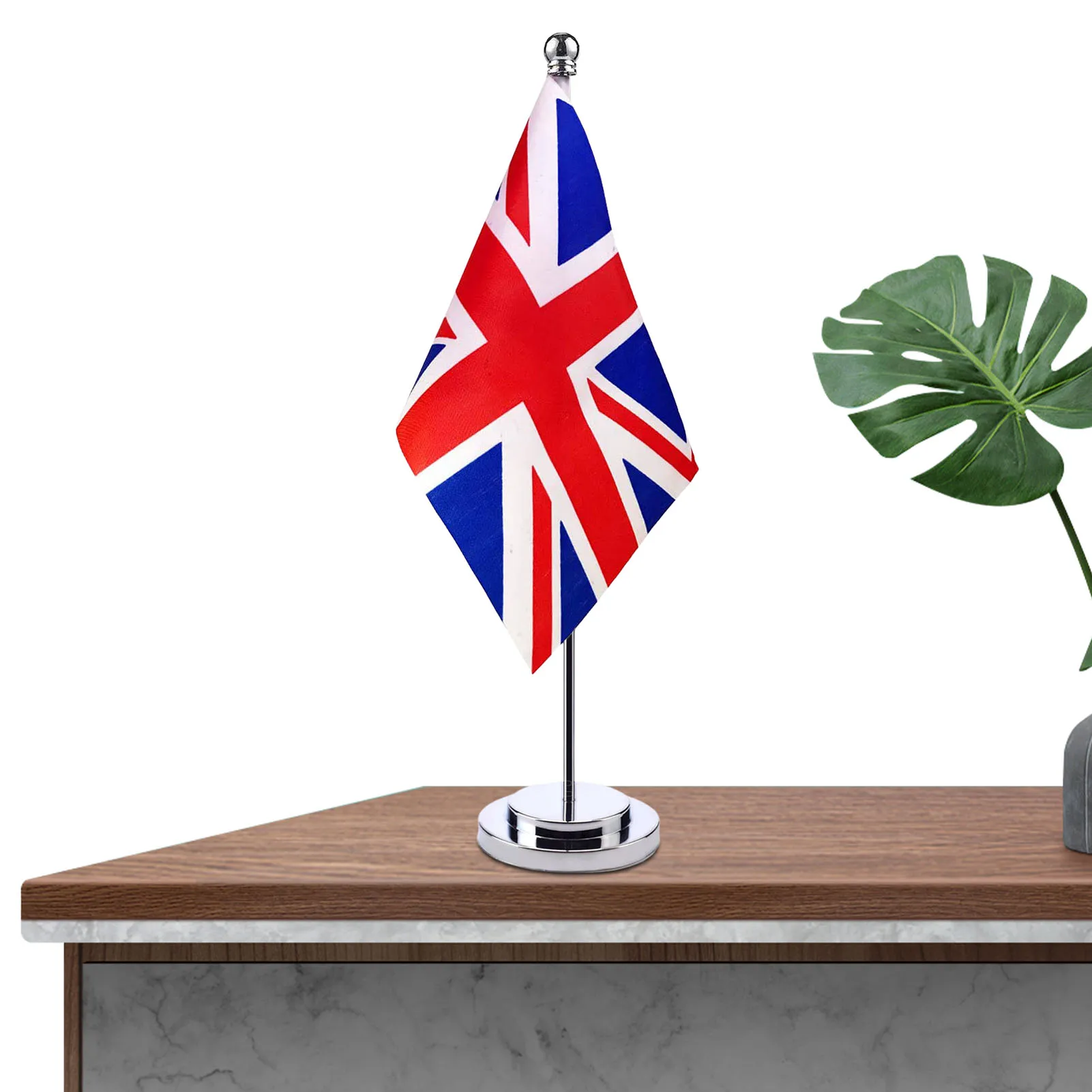 

UK Single Pole Desk Flag Vivid Color & Fade Resistant Union Jack Desk Flag For Home Office Festival Events Celebration