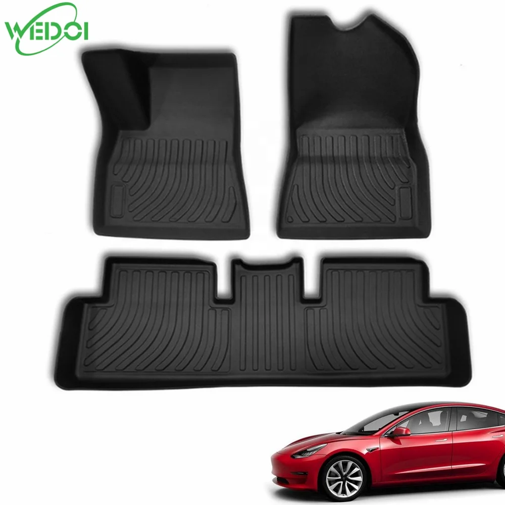 

3D Floor Mats For Model 3 All Weather Non Skid Floor Liners Full Set Waterproof Floor Pads