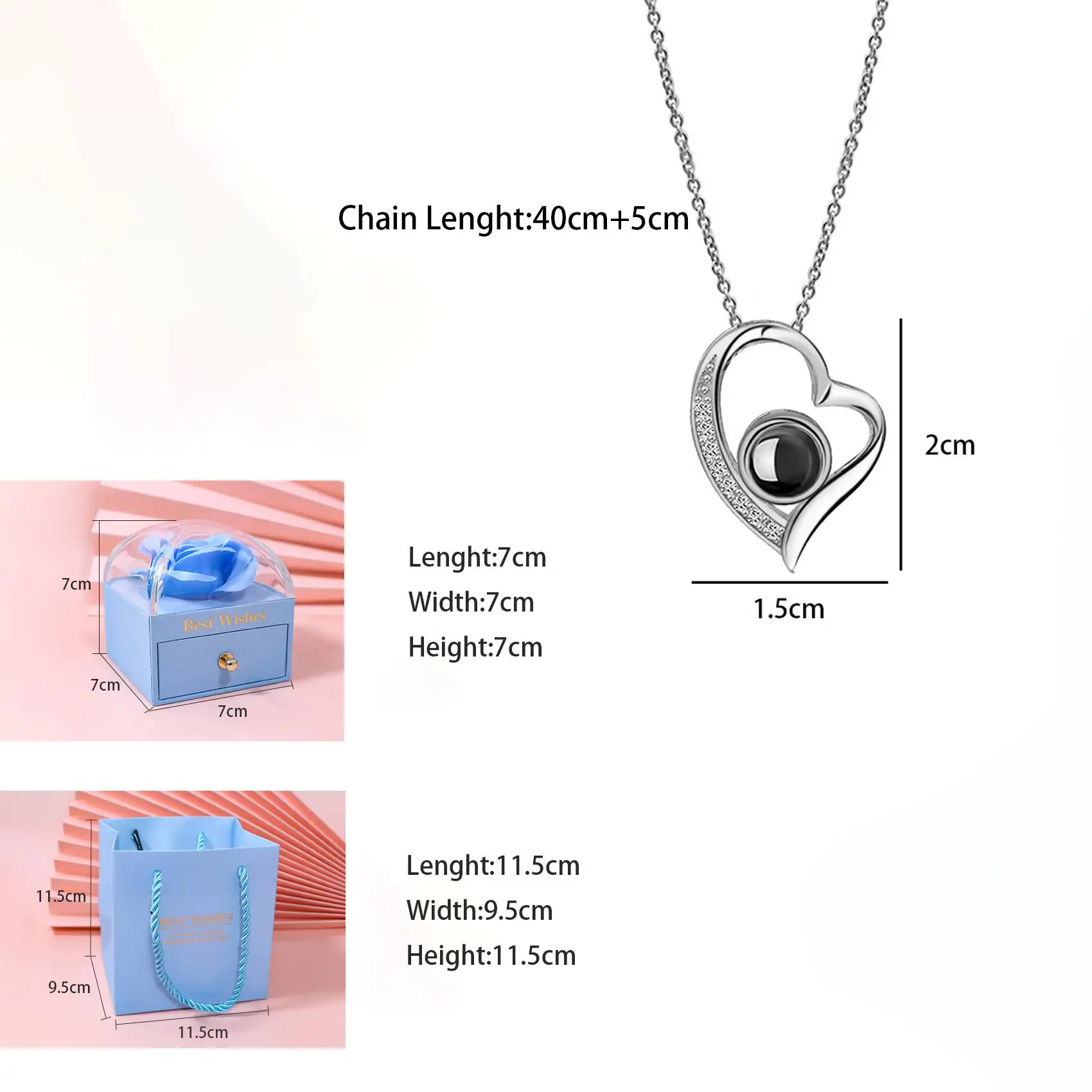 Подвеска-проектор с сердцем 100 языков