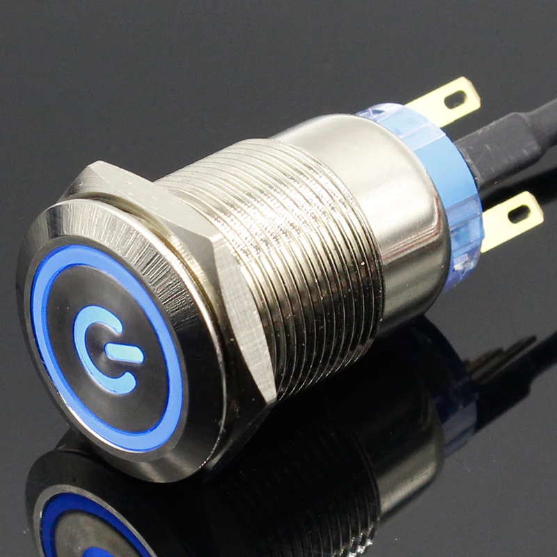 Водонепроницаемый кнопочный переключатель включения звонка дверного гудка из нержавеющей стали с металлической пластиной, светодиодом, для автомобиля, 5В 12В 24В 220В.