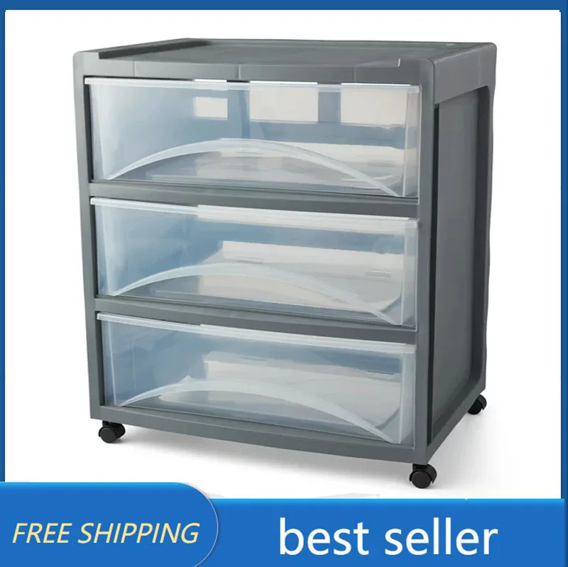 

Mainstays 3 Drawer Wide Gray Flannel Storage Cart, Cabinet Organizer, Mini Drawer Organizer