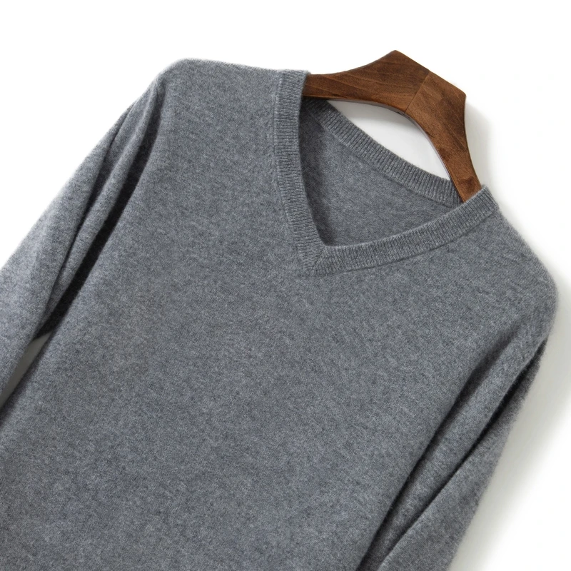 High-Grade New Spring Autumn 100% Cashmere Sweaters Winter Fashion Clothing Men's Sweaters Solid Color Slim Fit Men Pullover