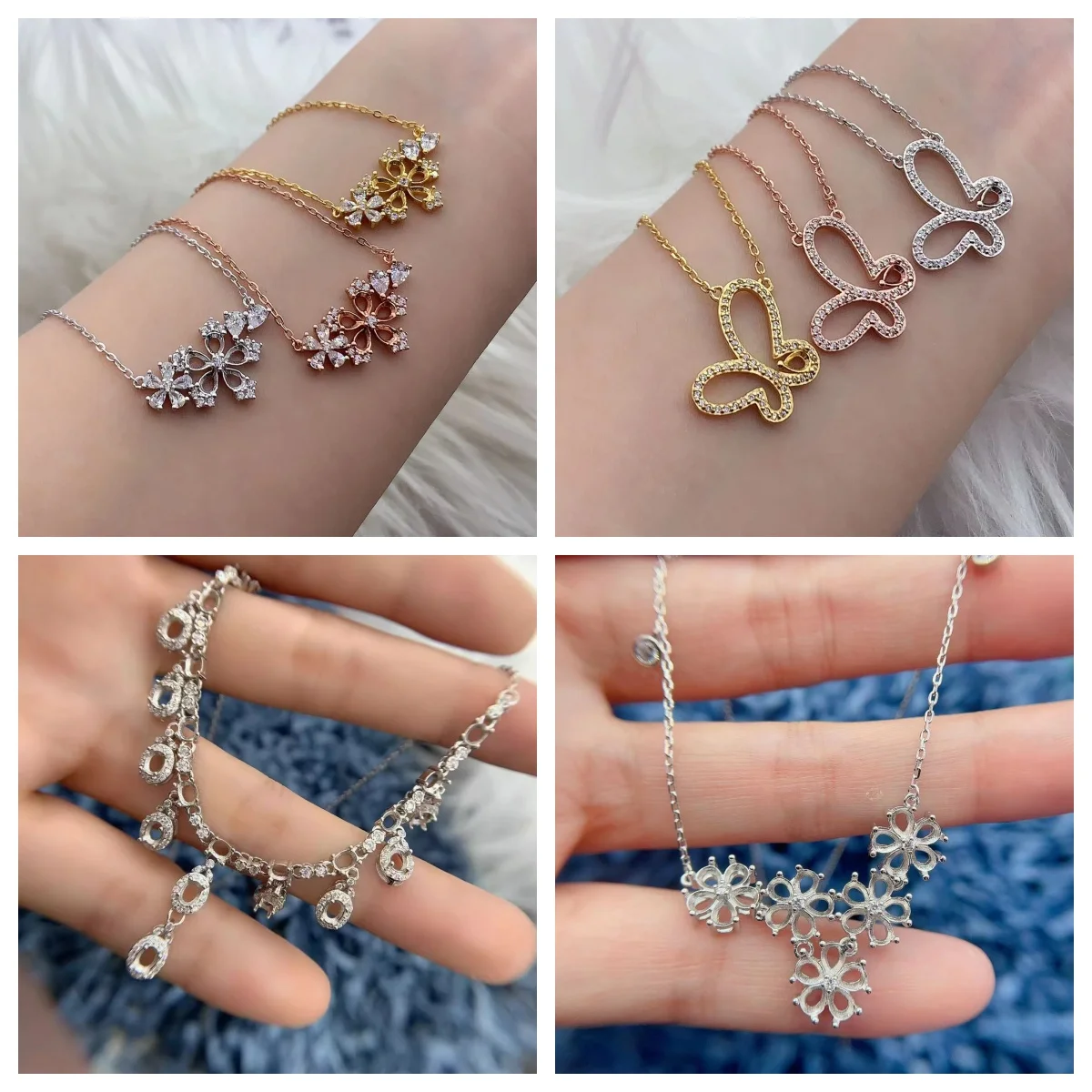 MeiBaPJ инкрустация 3*4 мм фото воды Стерлинговое Серебро 925 пробы модное ожерелье