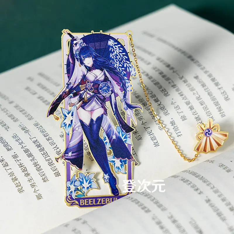 

Anime Genshin Impact Metal Bookmarks Keyrings Metal Figure Yae Miko Raiden Shogun Cosplay Key Chains Fashion Bags Car Keychain