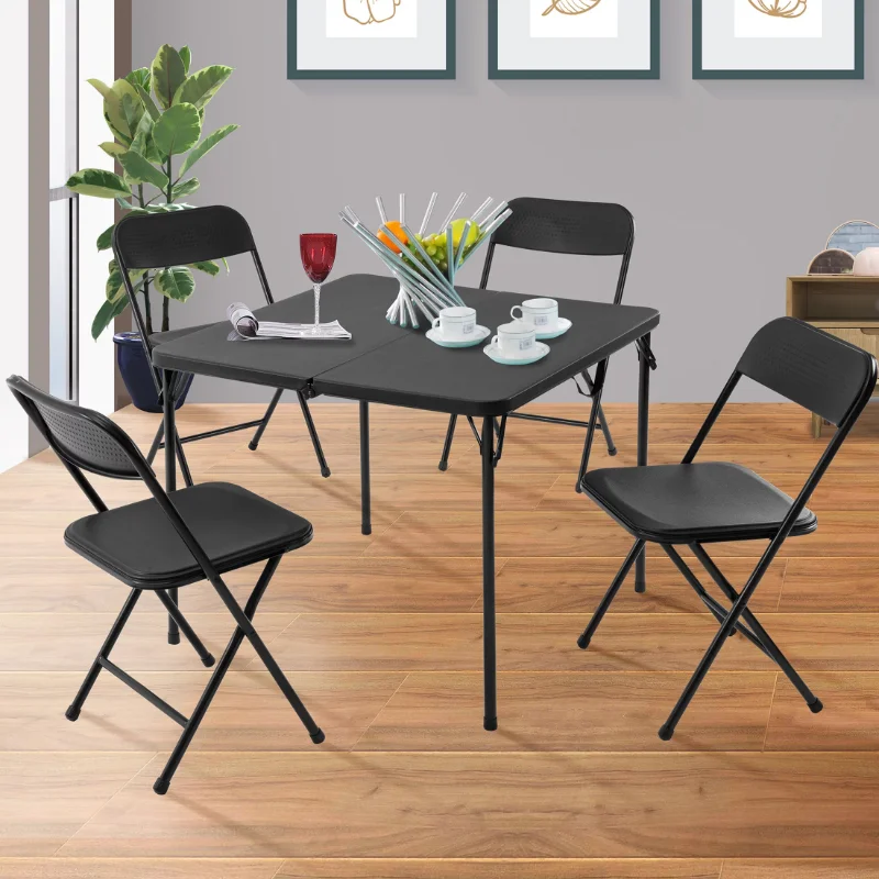 

Mainstays Black Resin Card Folding Table Chairs, Set of 5