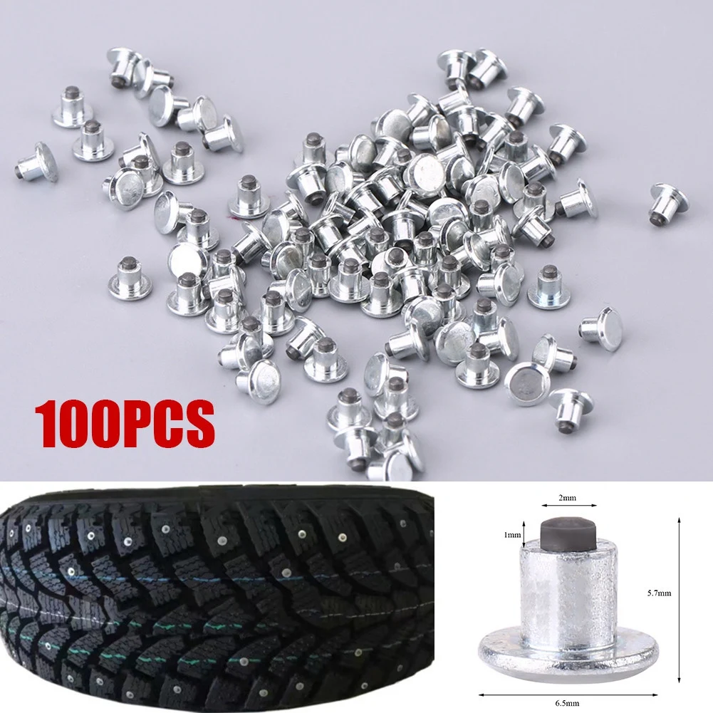 

100pcs 6.5mm/0.26" Wheel Tyre Stud Screws Snow Tire Spikes for Bike Car Motorcycle ATV Shoes Tire Tire