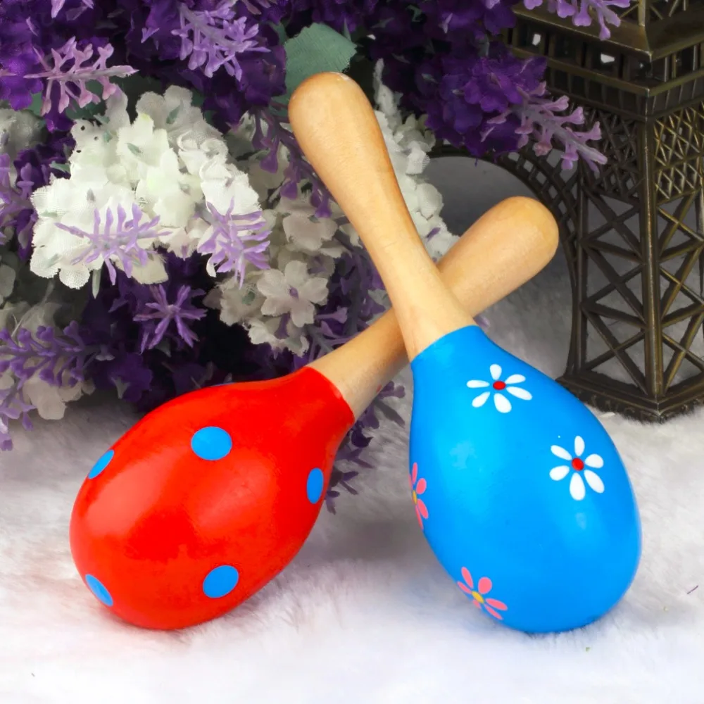 

1pcs Colorful Wooden Maracas Baby Child Musical Instrument Rattle Shaker Party Children Gift Toy