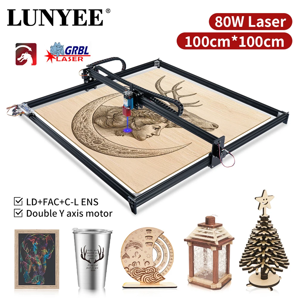 80W Laser Engraver CNC 100x100cm Laser Beam Shaping Technology High-precision Output 10W Laser Engraving Cutting Machine