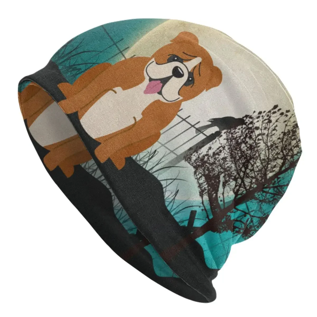 

Головной убор в виде страшного английского бульдога на Хэллоуин, вязаные шапки, мужские и женские модные теплые зимние шапочки унисекс, облегающие шапки