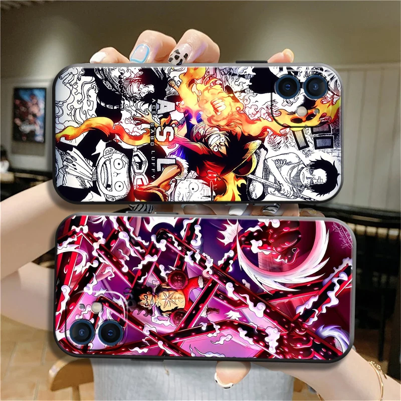 

Japan Anime One Piece Funda Phone Case For iPhone 11 13 12 Pro Max 12 13 Mini X XR XS MAX SE 2020 7 8 6s Plus Celular Black