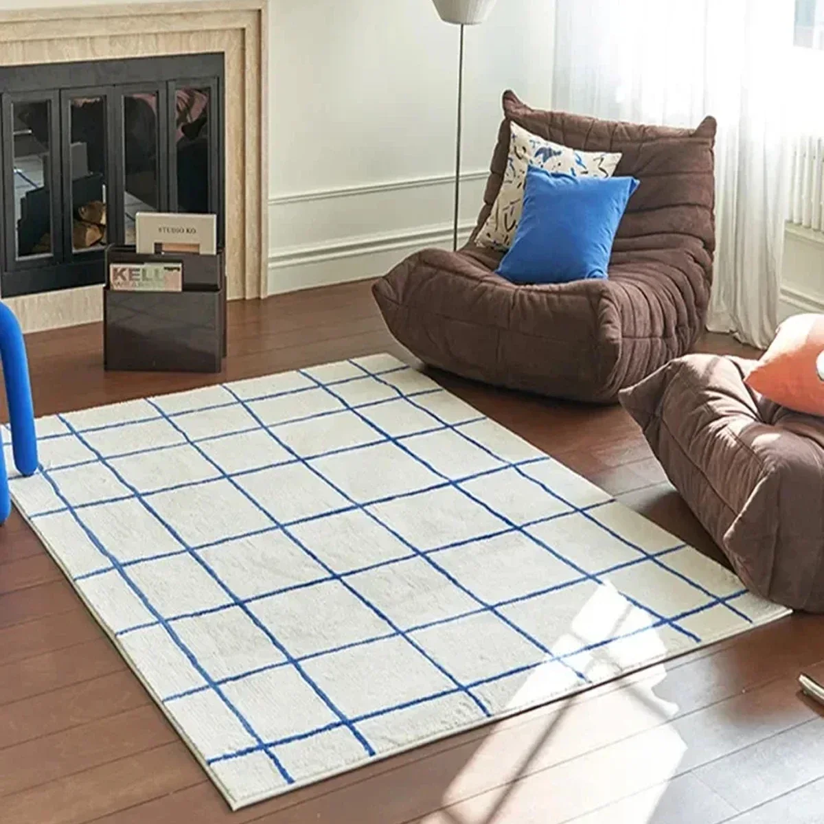Ковер для спальни гостиной клетчатый ковер украшение дома прикроватные коврики