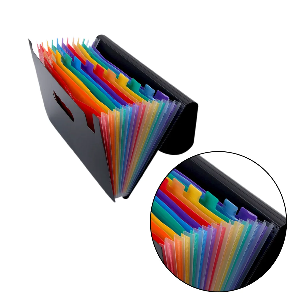 

Practical Rainbow File Folder Multilayer A4 Size Portable Accordion Folder Document File Folder for Students