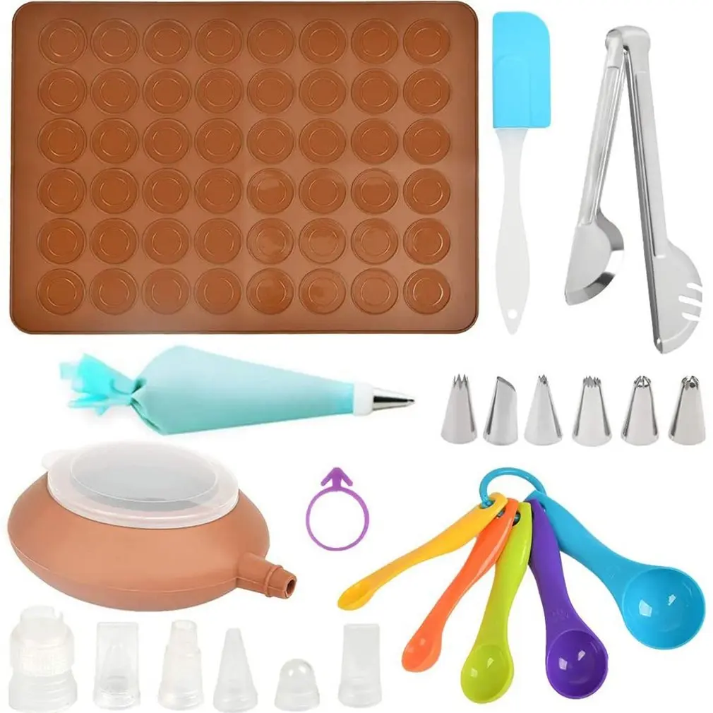 

22 шт./компл. детский кухонный набор для выпечки, макарон, антипригарный силиконовый коврик для выпечки тортов, набор для украшения тортов