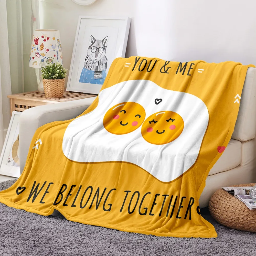 

Love Eggs-Manta de franela con estampado 3D para el hogar, manta de forro polar, mullida, para sala de estar, color amarillo