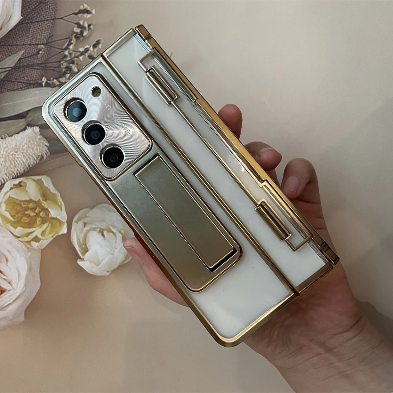 Фото Роскошный защитный чехол с подставкой и защитой экрана для Samsung Galaxy Z Fold7 6 5 4 3 5G Z Fold 6 5G Цельный прозрачный чехол с покрытием №1