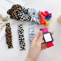 girls hair ring checkerboard fabric watch strap for apple watch series 7654se321 daily life women watchband