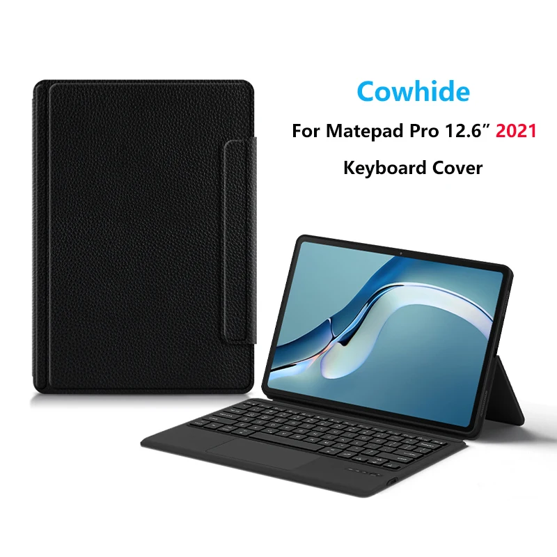 

Cowhide Bluetooth Keyboard Case For Huawei MatePad Pro 12.6" 2021 WGR-W19 WGR-W09 WGR-AN19 Tablet Genuine Leather Keyboard Cover