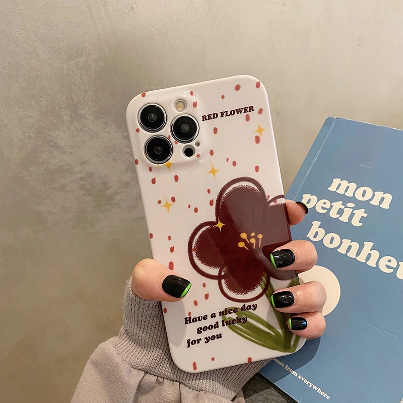 

Red Flower Glitter Soft Silicone Liquid Case For iPhone 13 11 12 14 Pro Max XS XR X 8 7 14 Plus Lovely Phone Back Cov