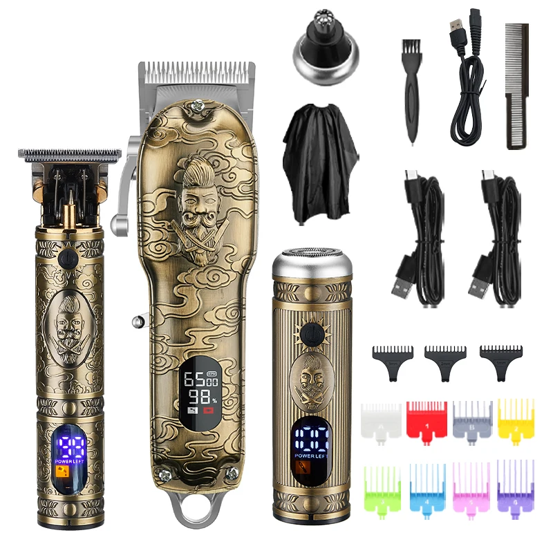 Electric Barber Carved Hair Clipper Nose Hair Trimmer 3 in 1 Set USB Rechargeable Professional Cordless Hair Cutting Machine Men enlarge