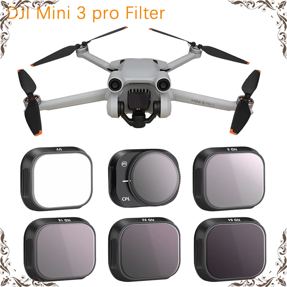 

Набор фильтров из алюминиевого сплава для камеры DJI Mini 3 Pro оптический стеклянный объектив Mcuv Cpl ND8 ND16 ND32 ND64 Фильтры Аксессуары