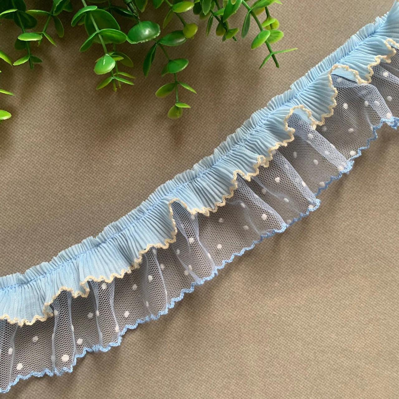 

1 Yard Lace Fabric Double Layer Dots DIY Sewing Fabric Ribbon Trim Doll Toy Clothing Handmade Accessories