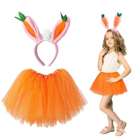 girls easter bunny costume easter cute rabbit ears carrot headband ballet skirt kids cosplay accessories set