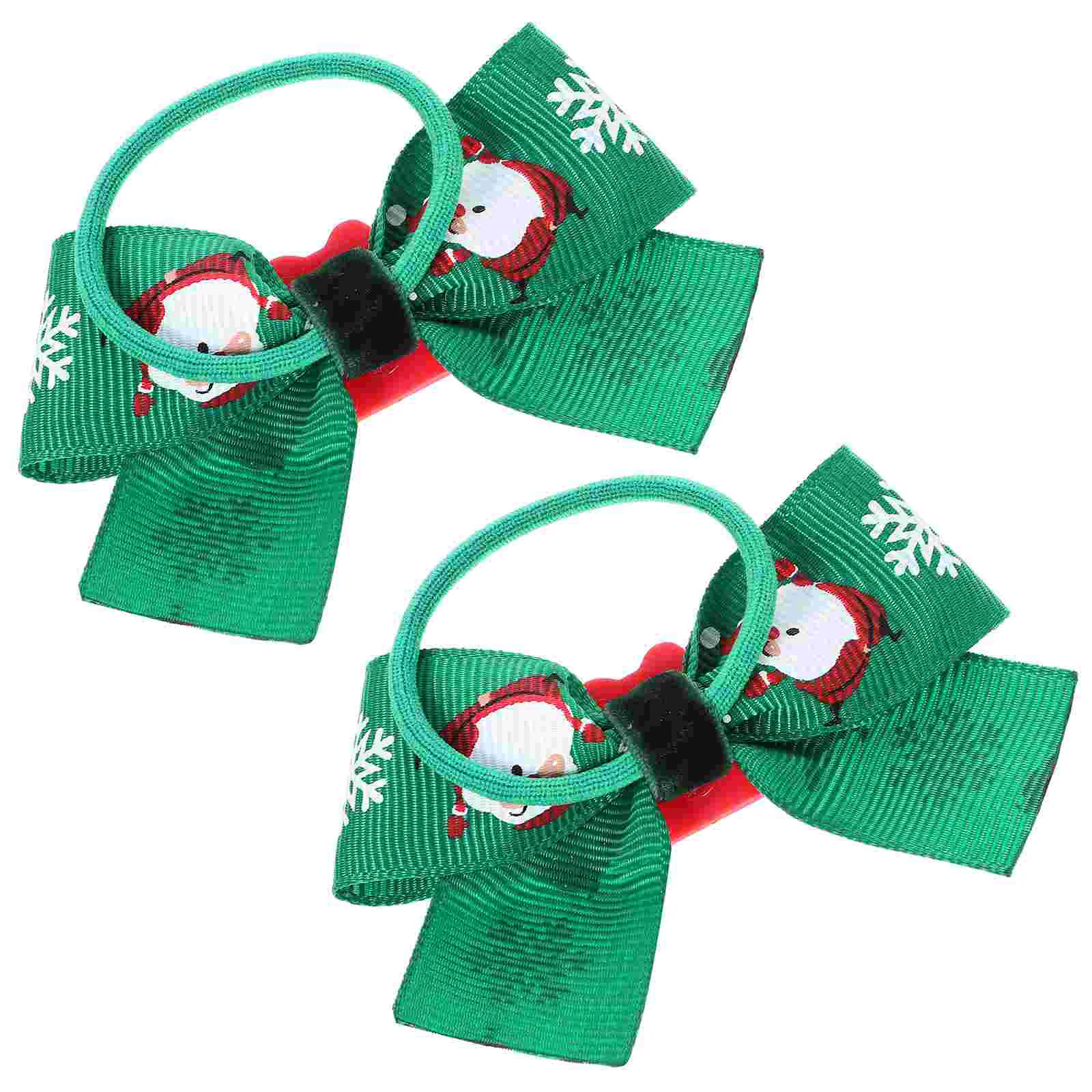 

2 Pcs Christmas Hair Rope Girls Ropes Accessories Bowknot Scrunchie Ponytail Xmas Rings