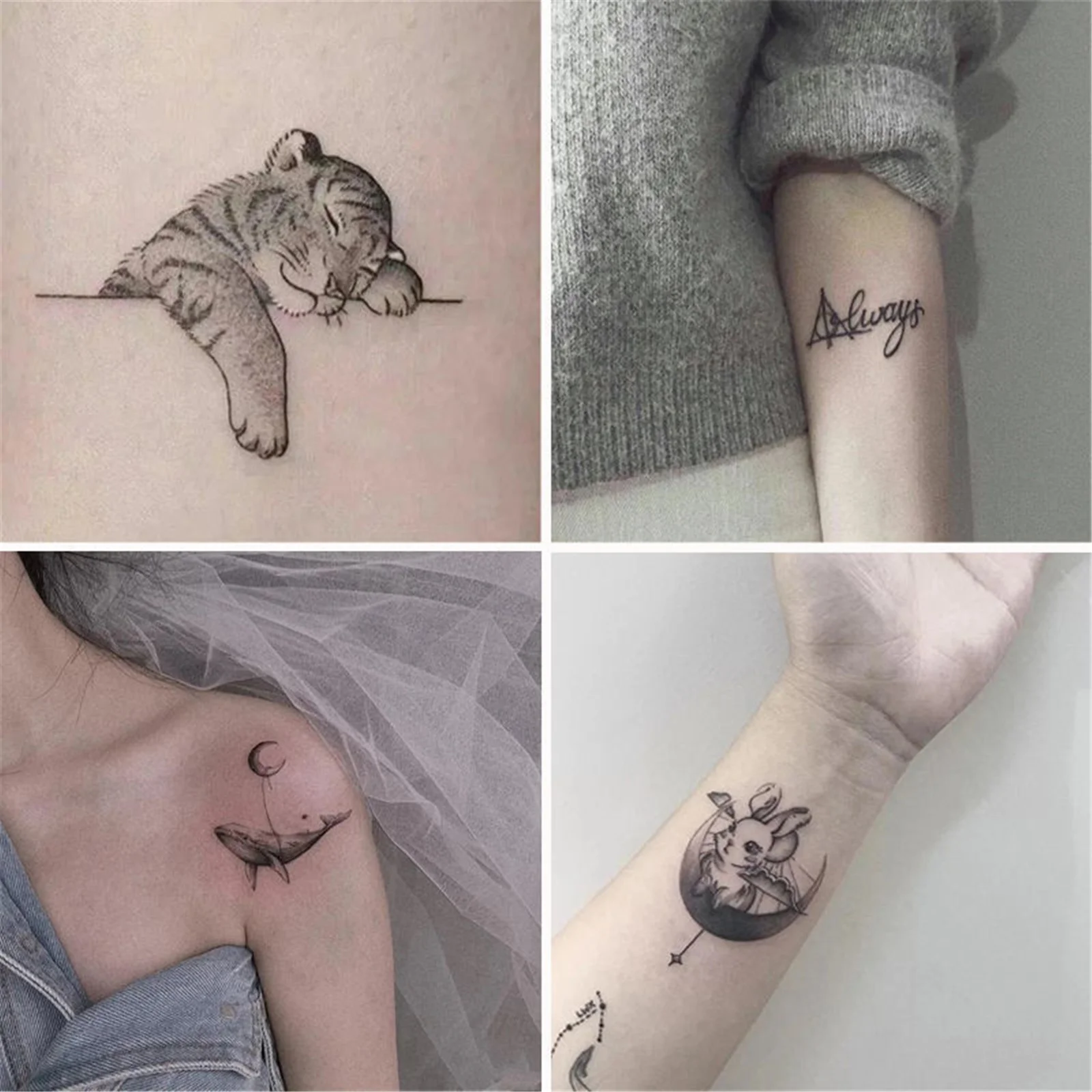 

Милые тату-наклейки s, тигр, луна, Кит, мужчины и женщины, Студенческая индивидуальная имитация татуировки, временные татуировки