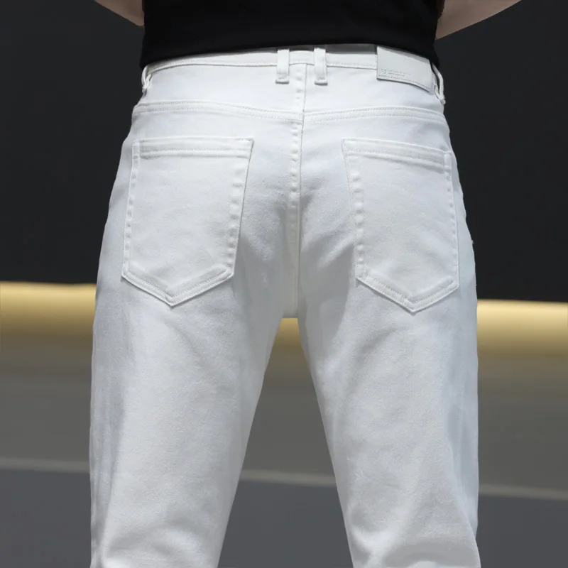 2022 Spring New Men's Straight Fit Pure White Jeans Fashion Casual Classic Elasticity Denim Trousers Male Brand Pants |