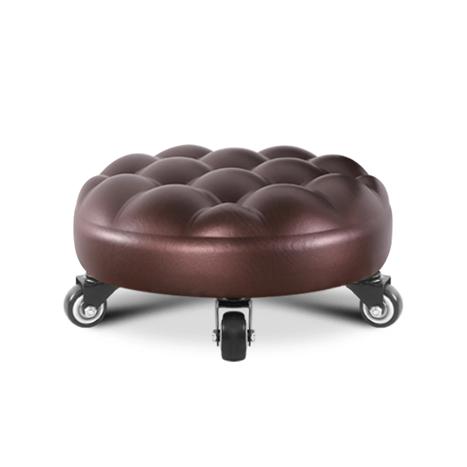 

Практичный черный Фитнес-стул с колесиком, Круглый сверхмощный вращающийся стул из искусственной кожи для дома и офиса, низкое сиденье, вра...