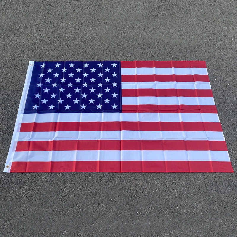 

150x90CM USA Flag High Quality Double Sided Printed Polyester American Polyester Flag Grommets