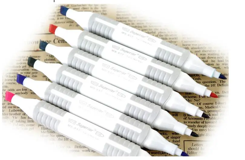 Double heads 6mm Oily marker pen cartoon landscape architecture interior fashion design 60 colors set free shipping