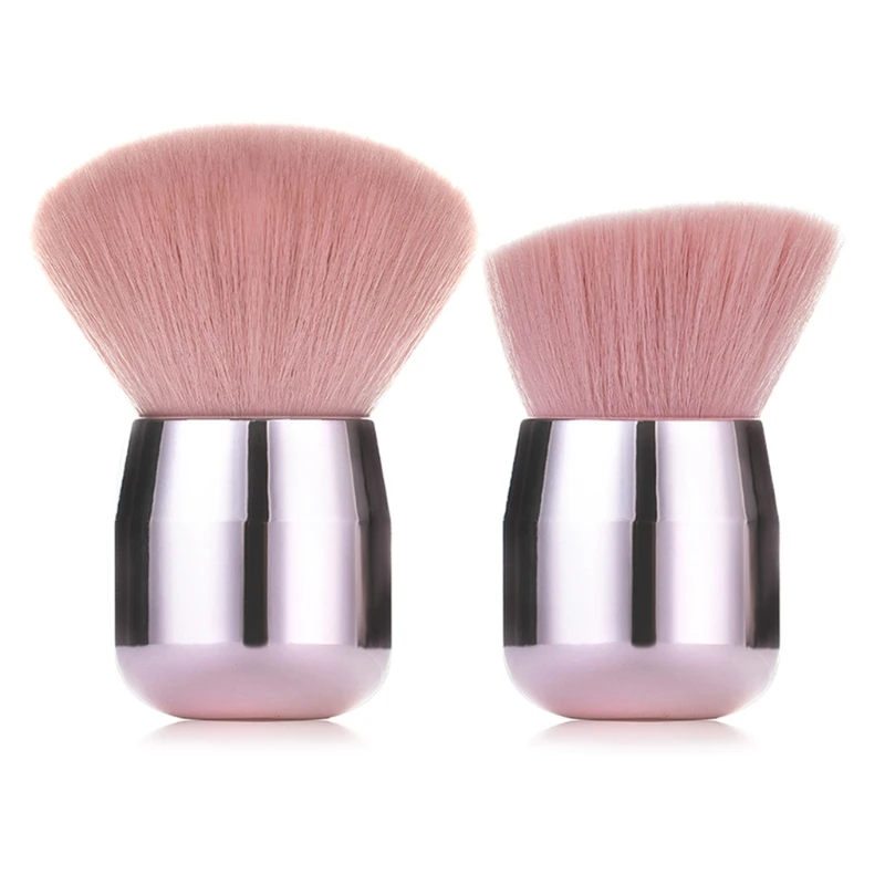 

Pink Nail Art Dust Powder Remover Travel Kabuki Makeup Brush Suit for Foundation Blush Bronzer Powder Mushroom Shape
