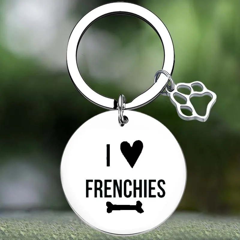 

Cute French Bulldog Keychain pet dog Key Chain Pendant Jewelry animal Bulldog lover gift
