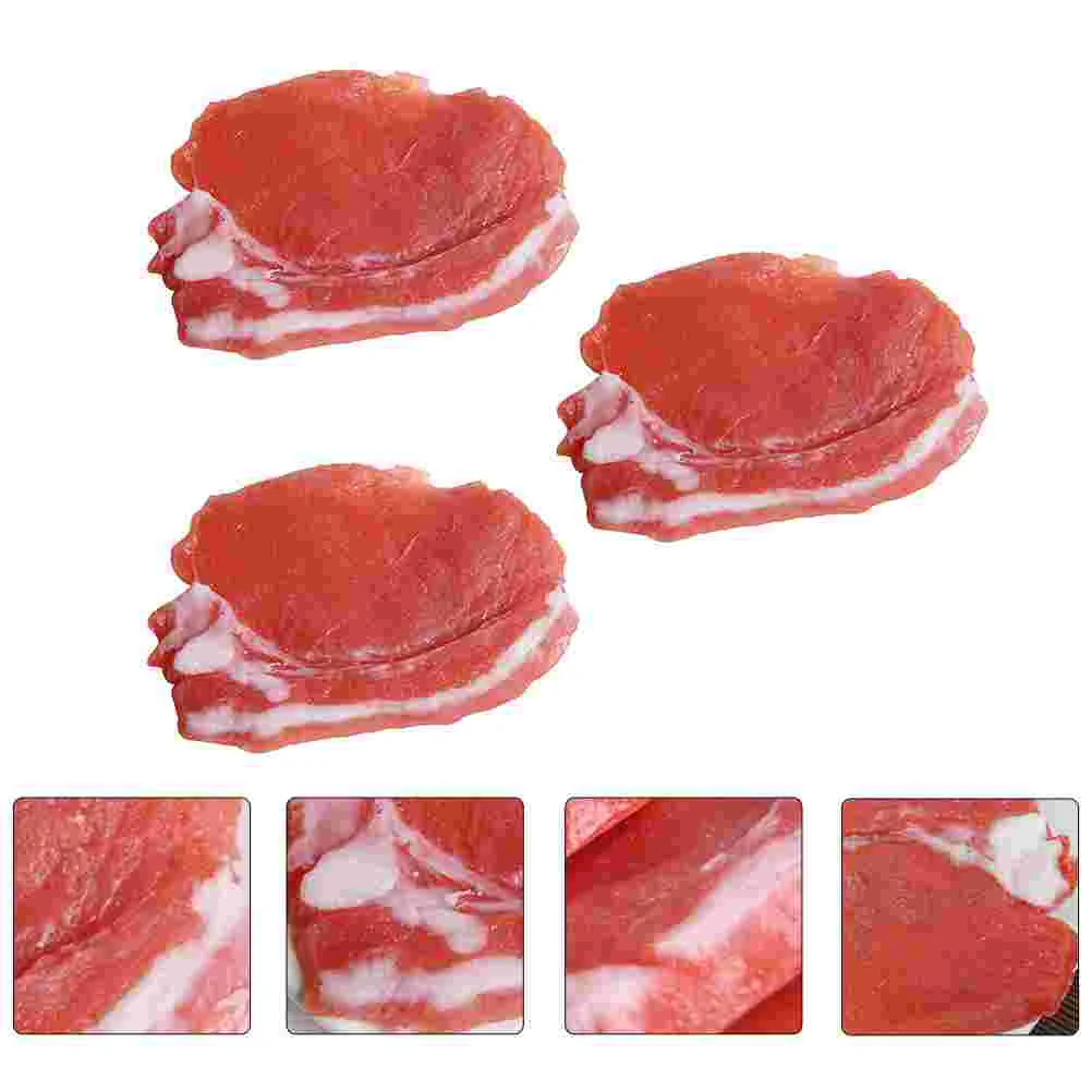 

3 Pcs Manual Imitation Pork Child Photo Props Cooked Fresh Resin Simulated Model