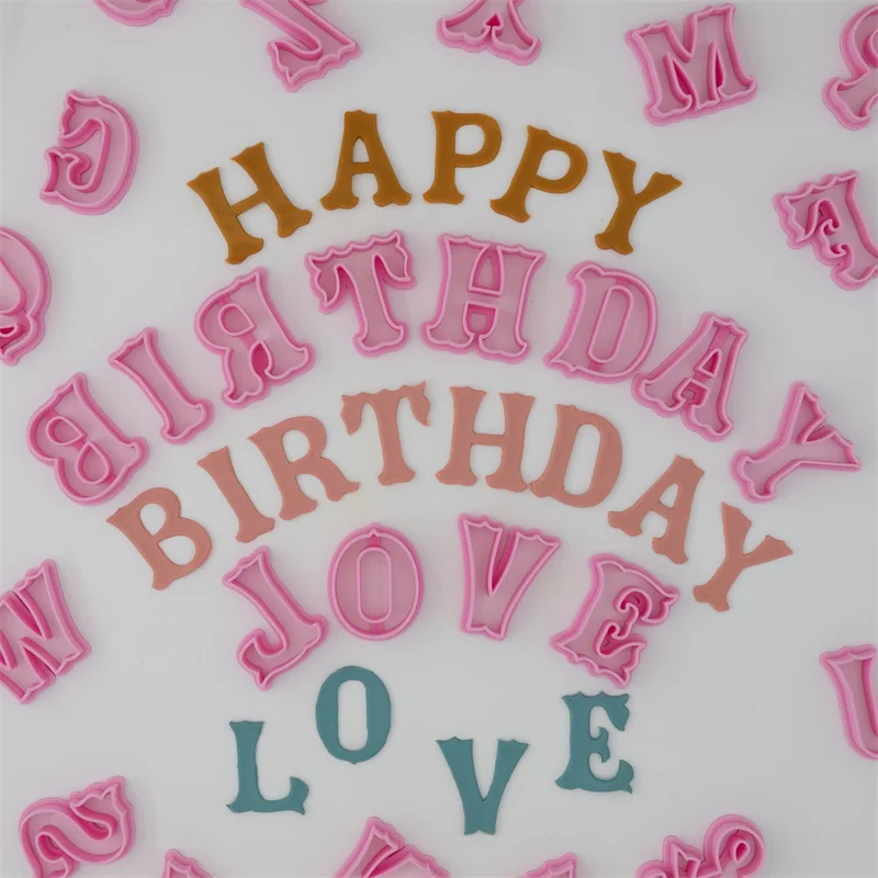 

26Pc Cartoon Fondant Biscuit Letter Cutting Mold Happy Birthday Cake Decoration Tools Baking Accessories Frosted Cookie Cutters