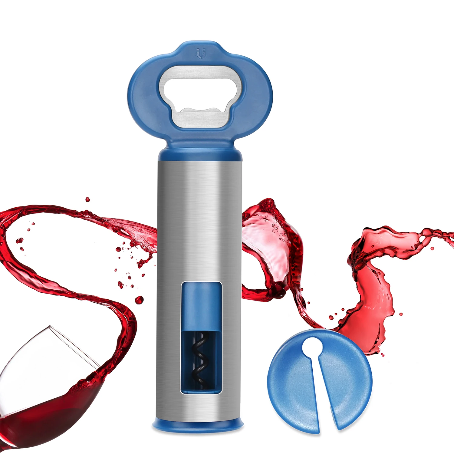 

KITCHENDAO 3 in 1 Wine Bottle Opener Corkscrew with Foil Cutter Magnetic Cap Catcher Gifts for Men and Women