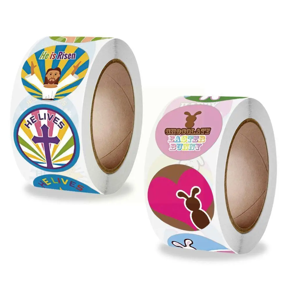 

2.5cm Happy Easter Stickers Cute Rabbit Self Adhesive Seal Label Sticker For Easter Party Kids Gift Bag Decor Tags Handmade Q9h0