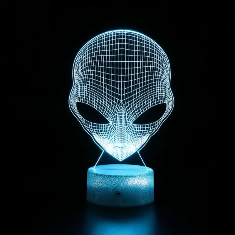 Alien 3D Hologram Illusion Unique Lamp Acrylic Night Light With Touch Switch UFO Table Lamp 16 Colors Decor Birthday Xmas Gift