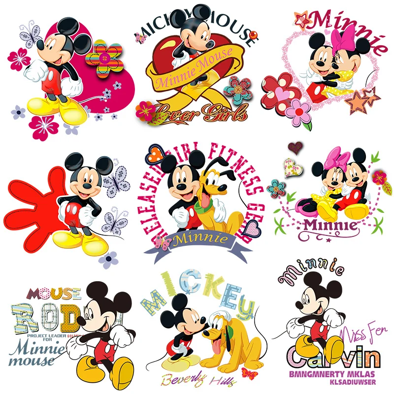 

Cartoon Mickey Mouse Minnie Patches Thermo Stickers On Clothes Iron On Transfers For Clothing Heat-sensitive Transfer Appliques