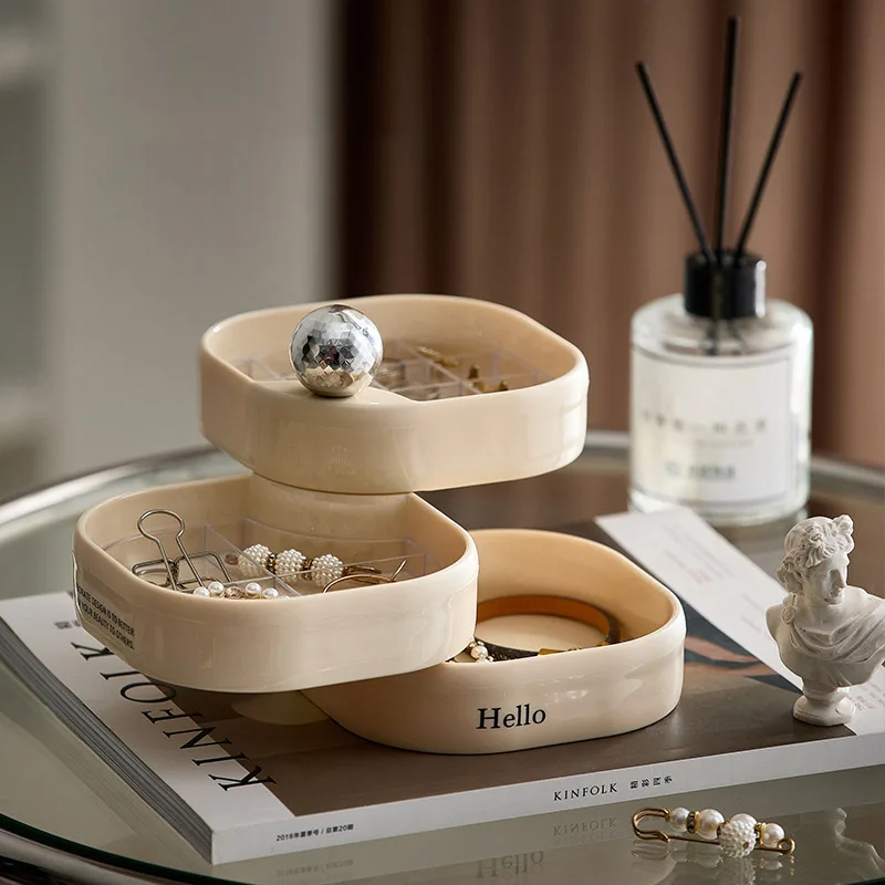 

Multilayer Jewelry Box 360 ° Rotating Jewelry Organizer Earrings Necklace Ring Pendant Storage Box Sundries Jewelry Container
