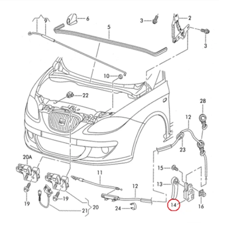 Вытяжной рычажный кронштейн капота 1J1823633A для Jetta Bora Golf MK4 1999-2005 Beetle Skoda Octavia Superb Altea |