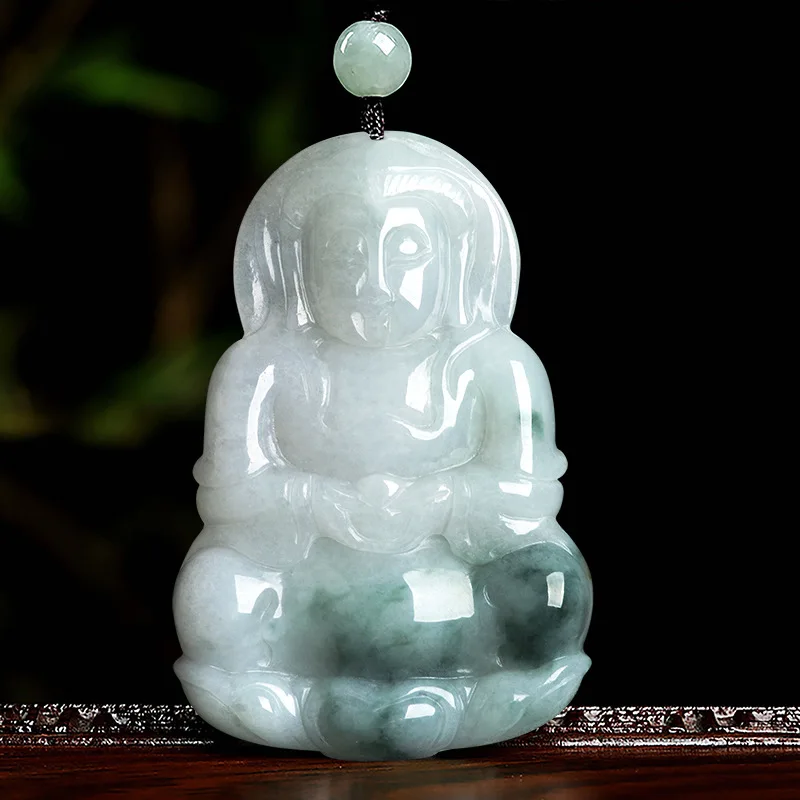 

Hot Selling Natural Hand-carve Jade Floating Flower Guanyin Buddha Statue Necklace Pendant Fashion Jewelry Men Women Luck Gifts