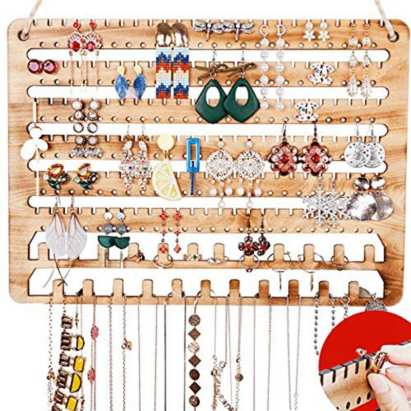 

1 Set Wooden Jewelry Organizer Wall Mounted Hanging Jewelry Organizer Necklace Holder Bracelet Holder