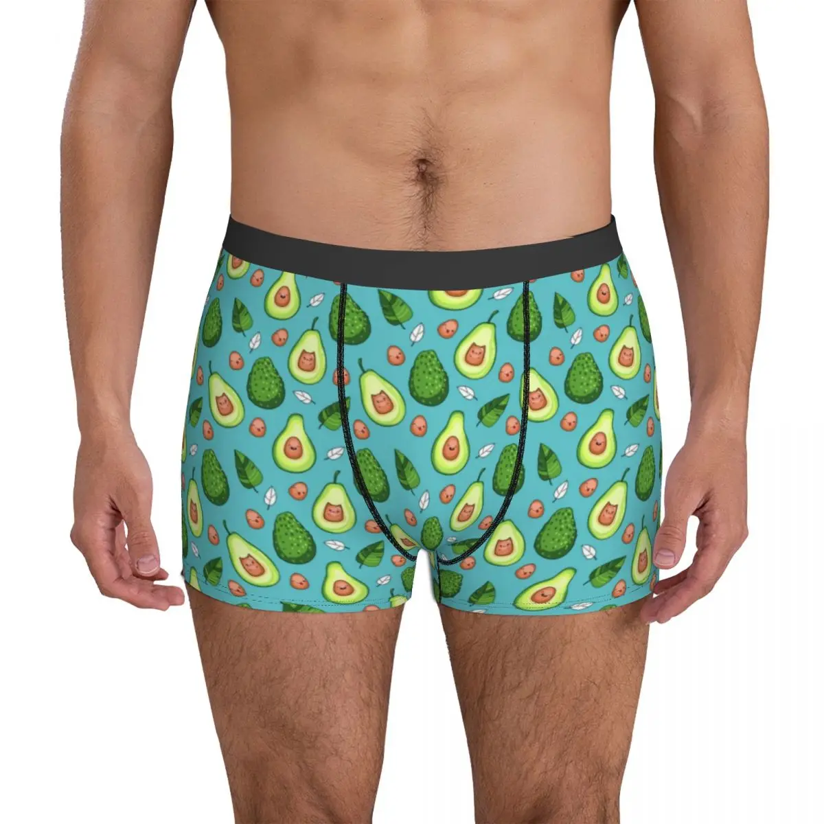 

Green Fruit Underwear Cute Avocado Print Sublimation Trunk Trenky Males Panties Stretch Shorts Briefs Gift