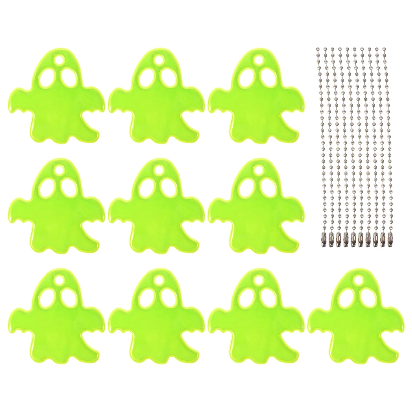 10 Pcs Ghost Reflective Pendant Halloween Night Riding Pendants Keychain Reflector Pvc Lattice Ride Child Bulk Toys Kids